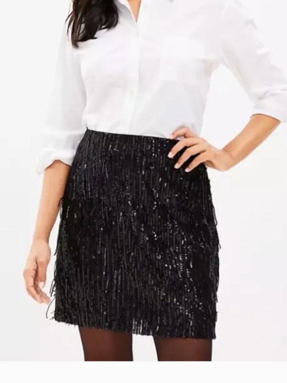 LOFT Sequin Fringe Mini Skirt | Size 18 | Party Skirt